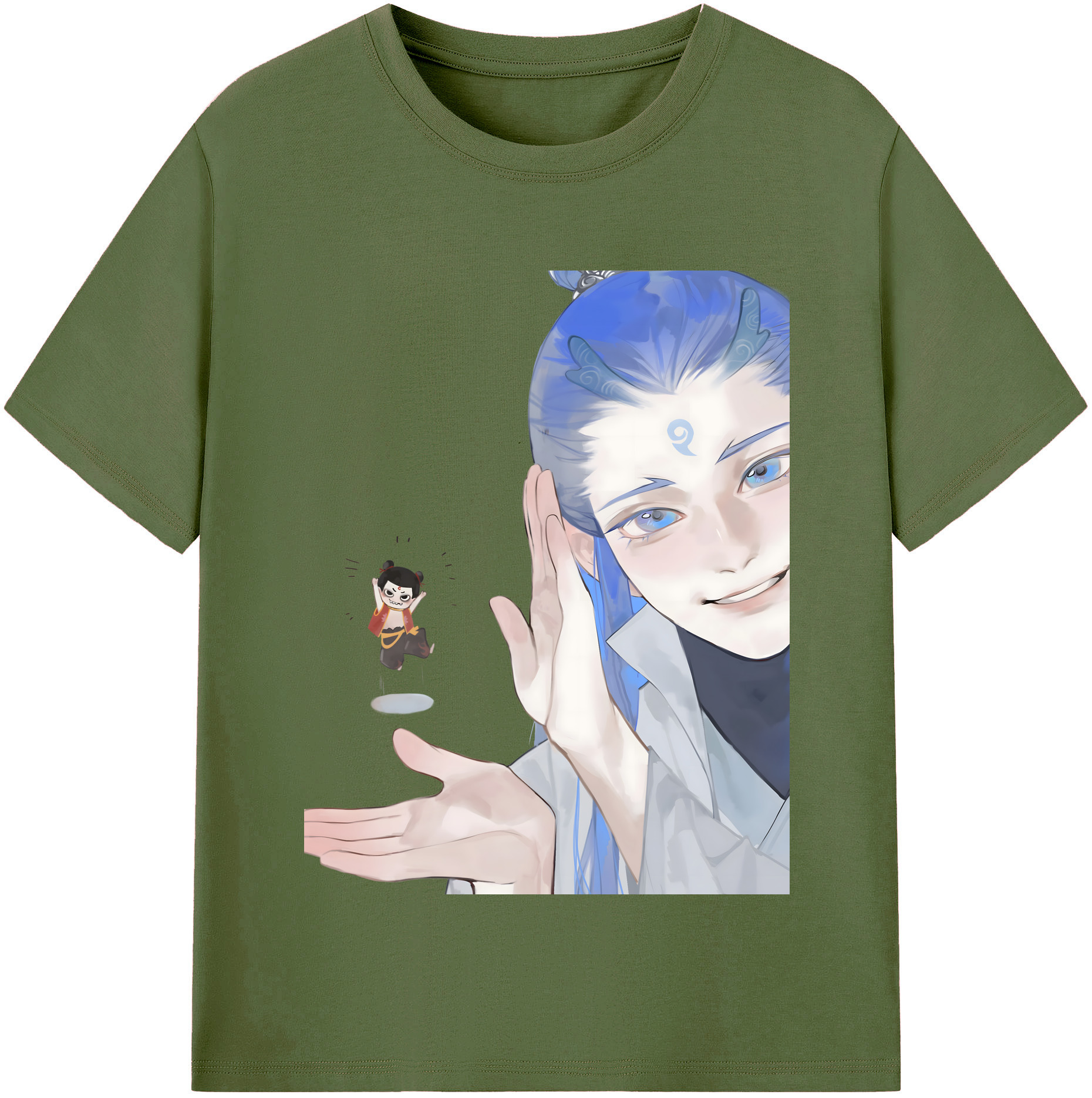 （画像用） Ne Zha 2 ナタ 魔童の大暴れ 綿100％半袖Tシャツ（フロントプリント）